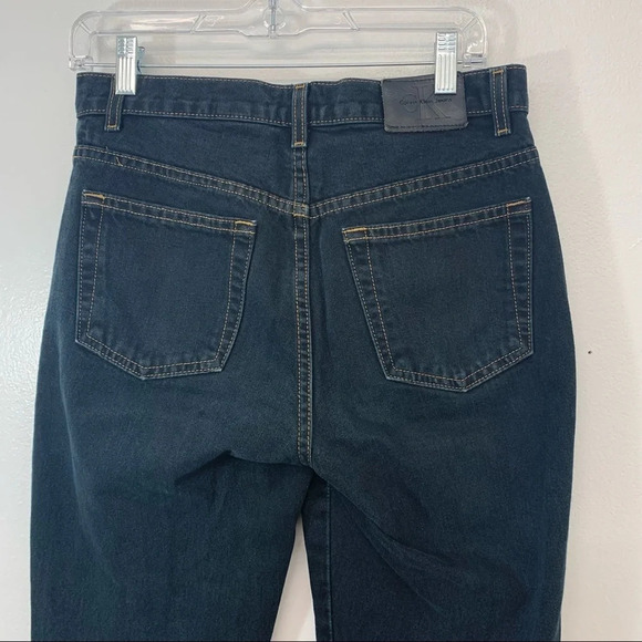 Calvin Klein Black Jeans Woman Size 6 Boot Leg Overdye 100% Cotton Mid Rise - Picture 5 of 11